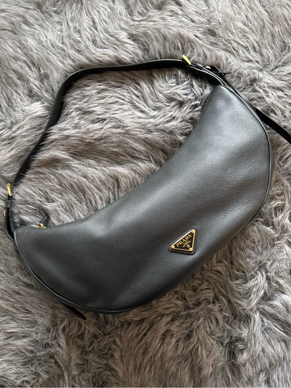 Prada Large Calfskin Demi Lune Shoulder Bag NWOT